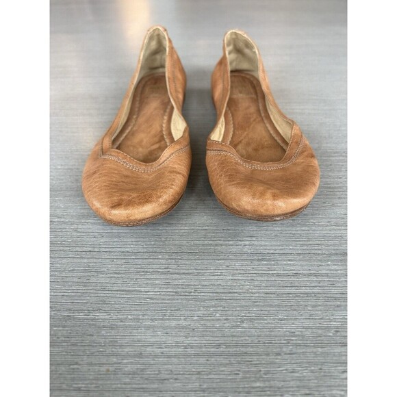 FRYE Carson Ballet Flats Brown Cognac Leather Distressed Slip ons 7 - Picture 4 of 8